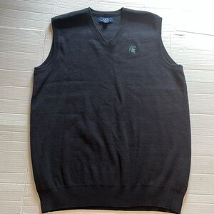 VTG-Vantage-XL-black-Michigan State Spartans, embroidered logo, sweater vest.